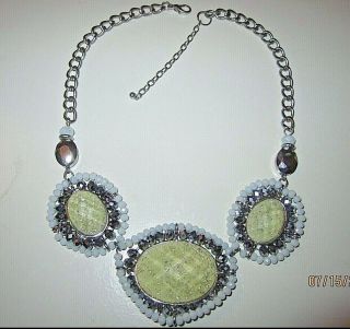 Vtg Exotic Ornate Lucite Faceted Glass Crystal Luxury Estate Statement Necklace