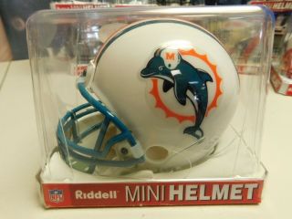 Riddell Miami Dolphins Mini Nfl Football Helmet 3 5/8 Has Been Displayed