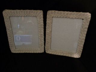 White Wicker Picture Frames Beach Cottage Shabby Chic Vintage 10 X 12