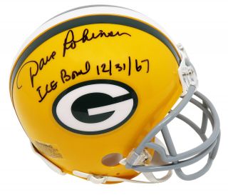 Dave Robinson Signed Gb Packers T/b Riddell Mini Helmet W/ice Bowl 12 - 31 - 67 - Ss