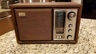 Vintage Sony Model Icf - 9650w Fidelity Sound Am/fm Table Radio - Great