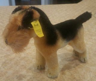 Steiff Terry Airedale Terrier Dog Mohair Plush 17cm 7in 1950s Vintage