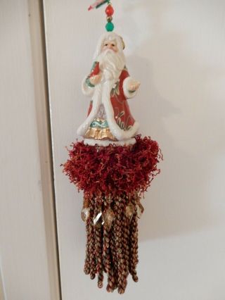 Vintage Hand Crafted Santa Porcelain Door Knob Hanger Ornament 14 Inch Long