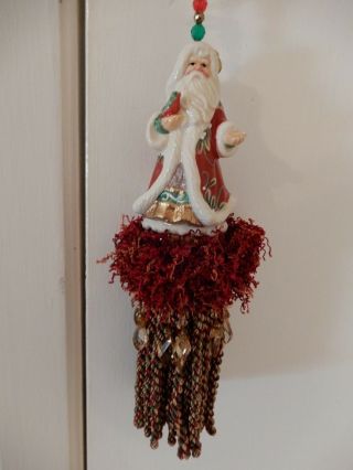 Vintage Hand Crafted Santa Porcelain Door Knob Hanger Ornament 14 Inch Long 2