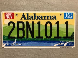 Alabama License Plate Lake /hills Heart Of Dixie Random Letters/numbers