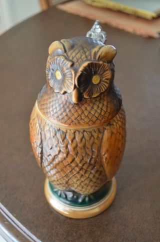 Vintage German Owl Character Stein Mug 740 Germany