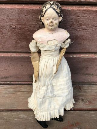 Antique Greiner Composition Head Cloth Body Doll W Partial Label Tlc