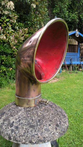 Large Copper And Brass Ship / Boat Funnel Vent,  Air Scoop 46 Cm Tall