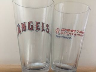 Set Of 2 Beer Glasses Anaheim Angels Baseball Bud Light & Budweiser