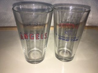 Set Of 2 Beer Glasses Anaheim Angels Baseball Bud Light & Budweiser 2
