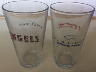 Set Of 2 Beer Glasses Anaheim Angels Baseball Bud Light & Budweiser 3