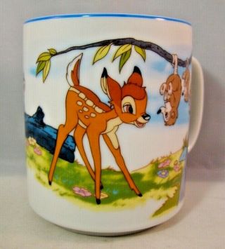 Disneyland Disney World Bambi Mug Cup Flower Thumper Vintage Japan 12 Oz
