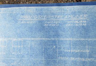 1938 Chicago And North Western Railway Streamliner " The 400 " Vintage Blueprint