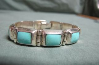 Vintage Mexico Sterling Silver W/ Turquoise Stone Bracelet