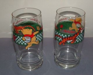 Set Of 2: Vintage Disney Winnie The Pooh & Tigger " Oh Bother " Drinking Glasses