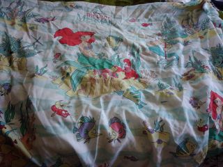 Vtg Walt Disney The Little Mermaid Twin Fitted Sheet Ariel Material Fabric