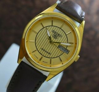 Vintage Seiko 5 Gold Plated Day Date 17 Jewels 6309 Movement Wrist Watch