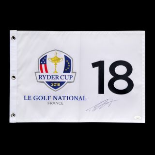 Tommy Fleetwood Signed Ryder Cup Golf Flag 2018 Le Golf National Auto W Jsa