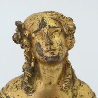 ANTIQUE FRENCH HEAVY CAST GILT BRONZE BUST OF A LADY,  18TH CENTURY 2