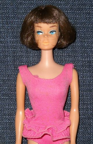 Vintage Brunette American Girl Barbie Doll With Miss Barbie Swimsuit