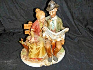 Vintage Old Couple Sitting On Bench Ceramic Figurine Price Products Bisque