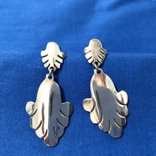 Vintage Silver Navaho Earrings Hand Stamped Post Tribal Old Pawn Sterling Concho