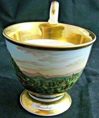 Antique 1763 - 1837 Kpm Berlin Cabinet Cup,  View Of Stonsdorf Poland