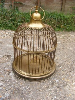 Antique Victorian Art Deco Style Large Decorative Hanging Brass Bird Cage