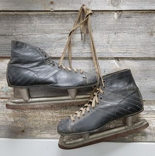 Vintage Clipper Ice Skates Leather Décor Art