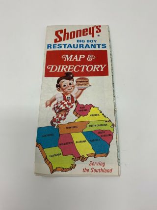 Vintage 1973 Bobs Big Boy Restaurant Shoney’s Southland Map & Directory Euc