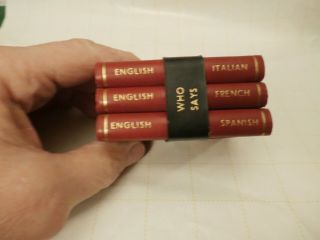 Midget Dictionaries Set Of 3 Leather Bound - English To French/spanish/italian
