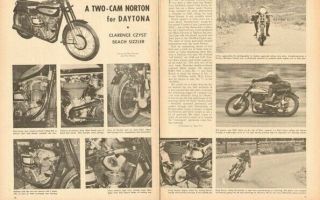 1950 " 2 - Cam Norton For Daytona " Clarence Czysz 3 - Page Vintage Motorcycle Article