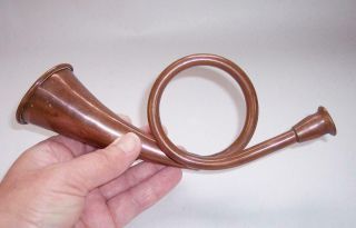 Vintage Copper Curly Hunting Horn Bugle 8 " Long - Tally Ho