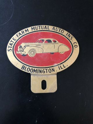 Vintage State Farm Mutual Auto Insurance Co.  Illinois Metsl License Plate Topper