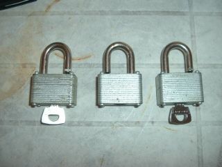 3 Vintage Master Locks 2 Keys Padlocks All 3 Keyed Alike Master Lock Best