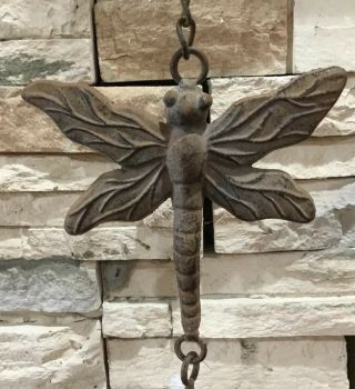 Vintage Cast Iron Metal Bell Dragonfly Outdoor Garden Wall Door 29” X 5.  5
