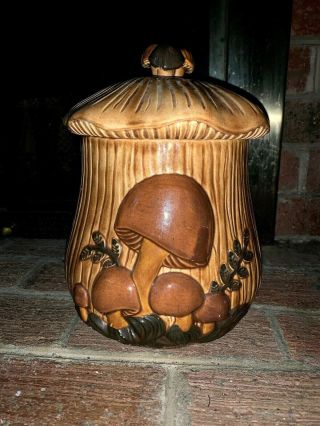 Vintage 11x9 Oversized Mushroom Cookie Jar Arners Mid Century Pottery Ceramic