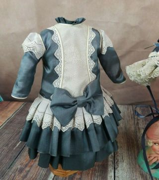 Vintage Antique German French Bebe Dress With Matching Hat Outfit Loads Detail