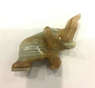 Vtg Small Hand Carved Soap Stone Elephant Lucky Statue Figurine Trunk Up Safari