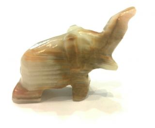 Vtg Small Hand Carved Soap Stone Elephant Lucky Statue Figurine Trunk Up Safari 3