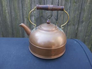 Vintage Revere Ware Copper Tea Kettle With Wood Handle Usa