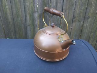 Vintage Revere Ware Copper Tea Kettle with Wood Handle USA 2