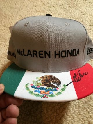 Fernando Alonso Signed Cap Mclaren Honda Mexico F1 Gp Flat Brim Hat Autograph