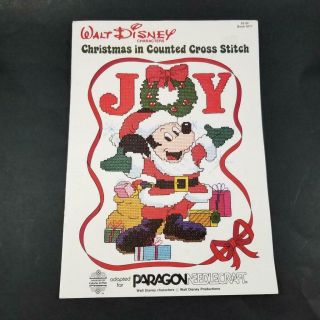Vtg Walt Disney Characters Christmas Counted Cross Stitch Pattern Book Paragon