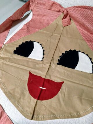 VINTAGE BLACK AMERICANA HAND MADE KITCHEN APRON W/WOMAN IN GINGHAM KERCHIEF 2