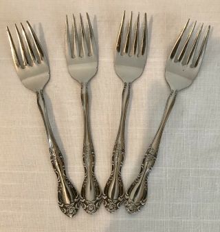 4 Reed & Barton Rebacraft Stainless Salad Forks Candace Andrea Glossy Vintage