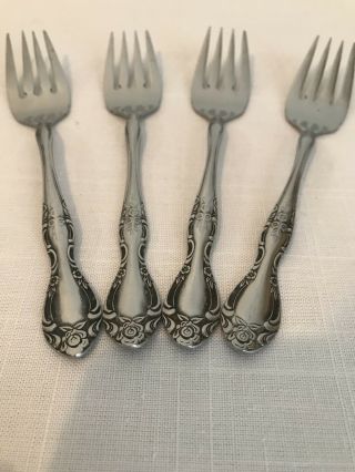 4 Reed & Barton Rebacraft Stainless Salad Forks Candace Andrea Glossy Vintage 2