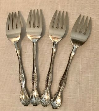 4 Reed & Barton Rebacraft Stainless Salad Forks Candace Andrea Glossy Vintage 3