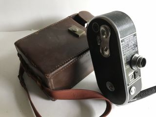 Vintage Keystone K - 22 8mm Movie Camera With Ruko Brown Leather Case