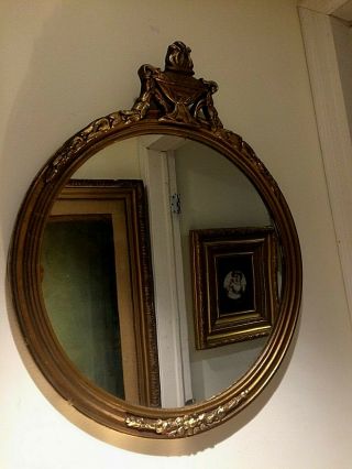 Antique French Gesso Sculpt Floral Ornate Gold Gilt Wood Frame Mirror